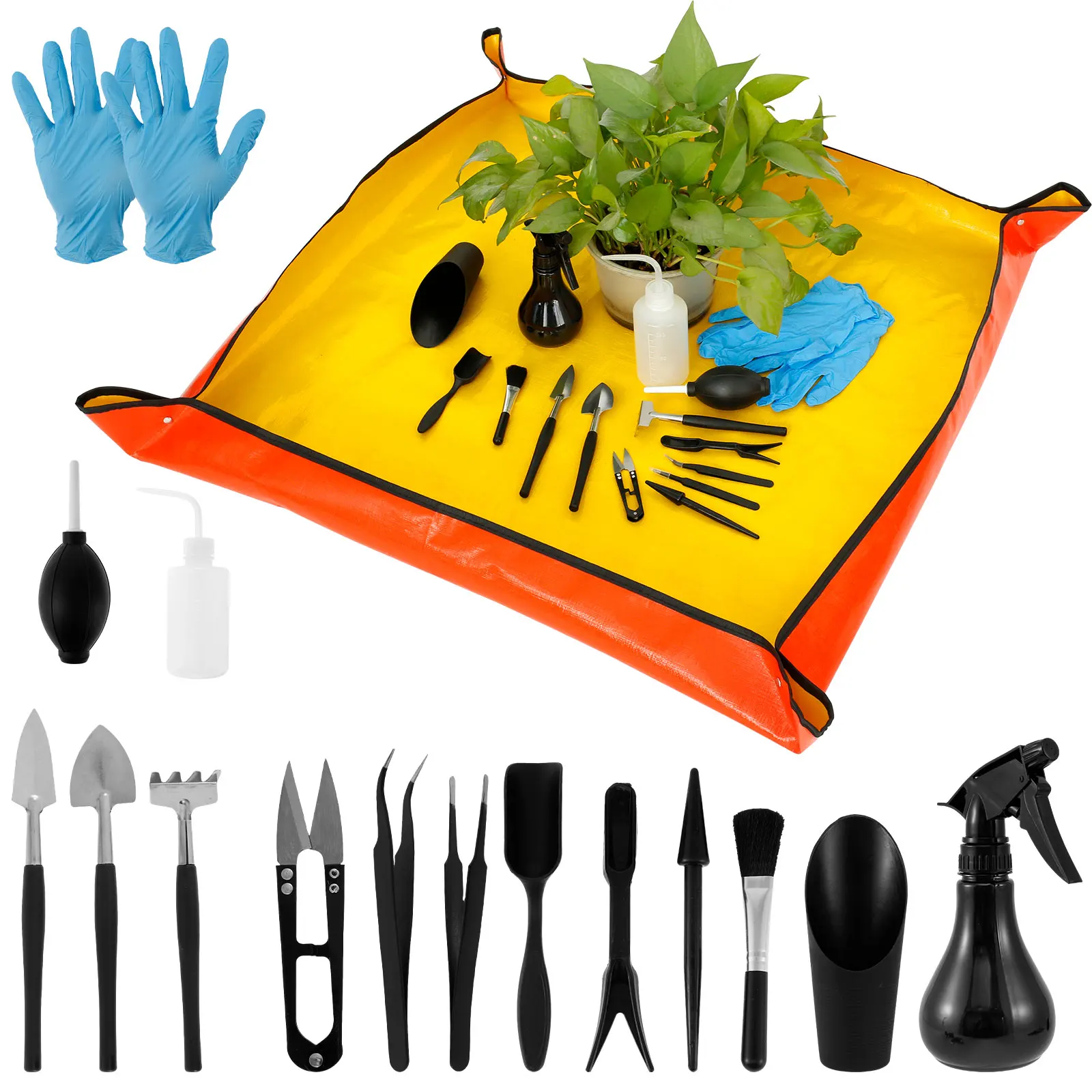 Bonsai Garden Miniature - 13/16-teiliges Garten-Werkzeug für Sukkulenten, Mini-Pflanzgefäß-Set mit