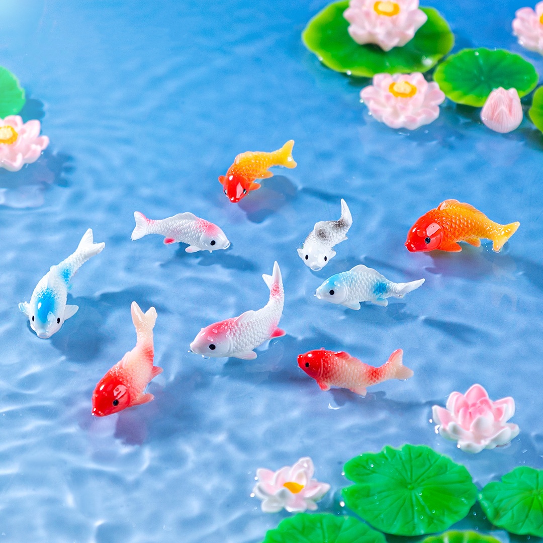 10PCS Mini Koi Fisch Harz Gold – Bonsai Garden Miniature Bewertung und Preis